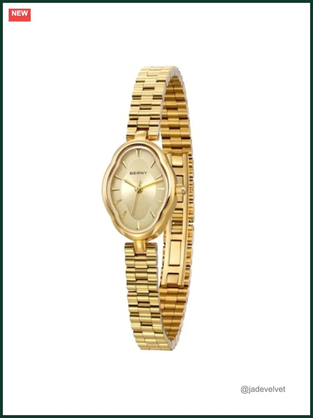 Women's Vintage Copper Mirrors Shape Quartz Wrist Watch Japanese Movement